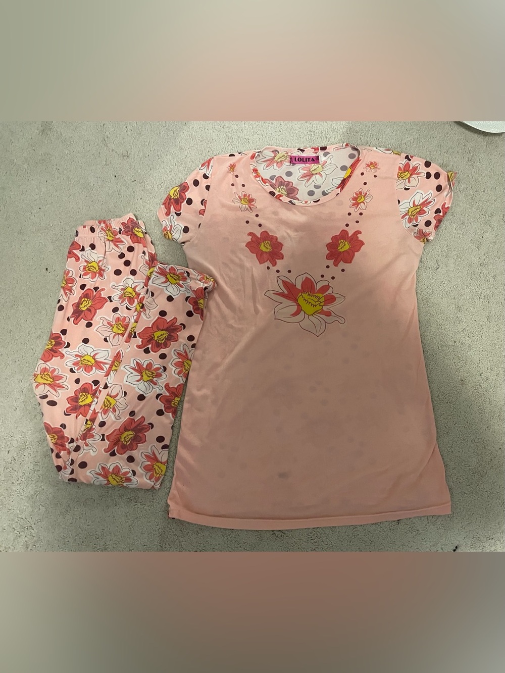 Pink Floral Pajama Set